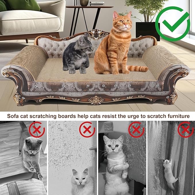 Sofa Shaped Scratching Couch,Thick Scratching Cardboard, Lounge Bed for Indoor Rest&Play, Sofa Scratcher Pad (39.4" L X 14.4 "W X 14" H)