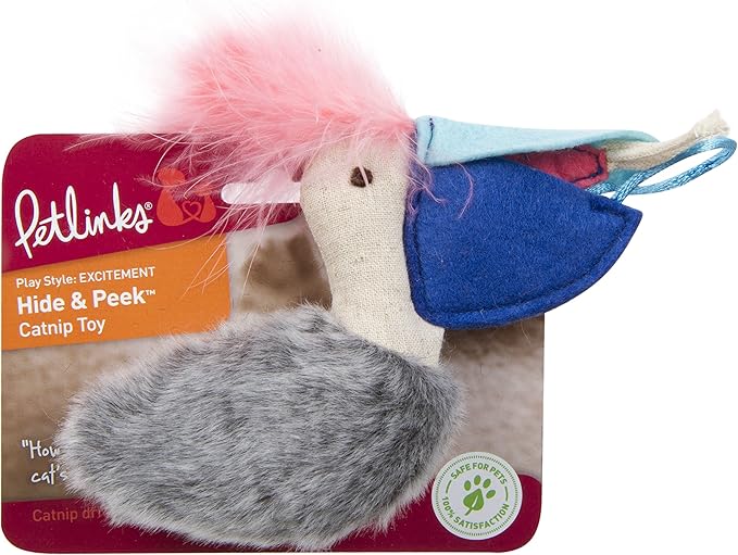Petlinks Hide & Peek Pelican Plush Catnip Cat Toy - Multi Color, One Sisze