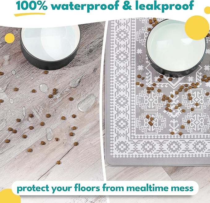 NALALAS Large Dog Mat for Food and Water, Cat Feeding Mat | Large Waterproof Dog Bowl Mat | Non-Slip Pet Food Mat for Floors | Pet Mats for Food and Water | Easy to Clean