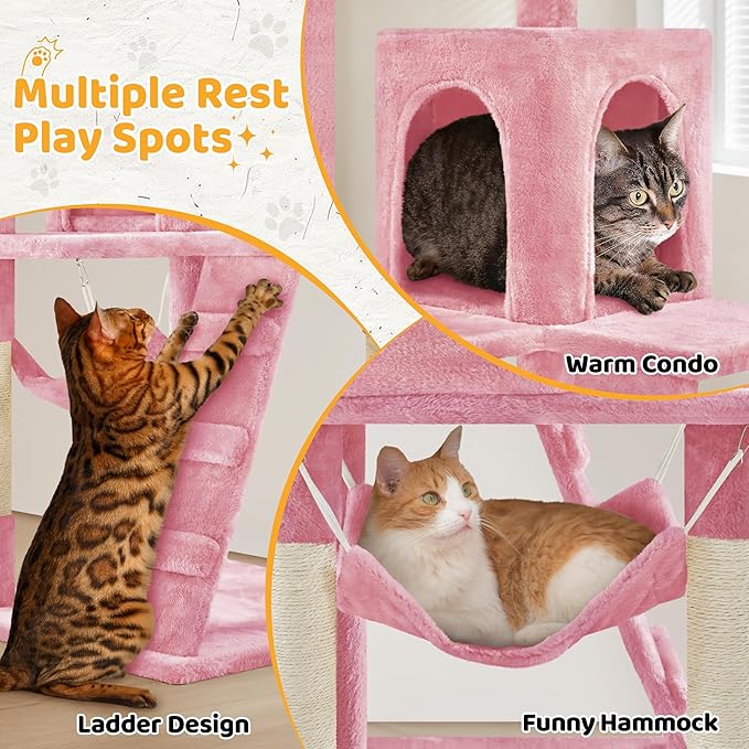 Yaheetech Cat Tree Tower for Indoor Kitten, Multi-Level Cat Towers Condo with Scratching Posts & Tunnel, Pet Furniture