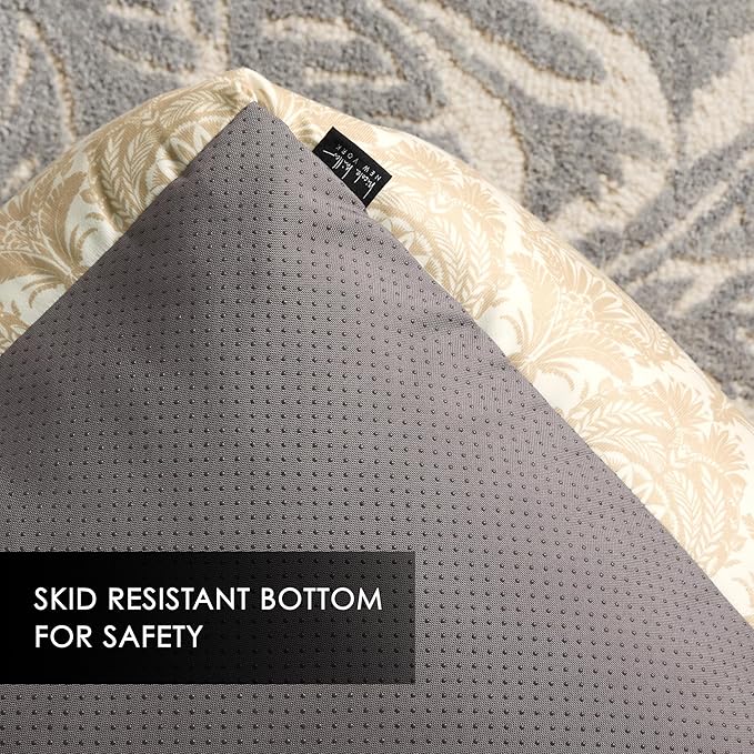 Nicole Miller New York PET Mod Damask Plushy Bolster Pet Bed, Cozy & Calming, Non-Slip Bottom, Machine Washable Cover, Taupe, Small 24"x19"x7"