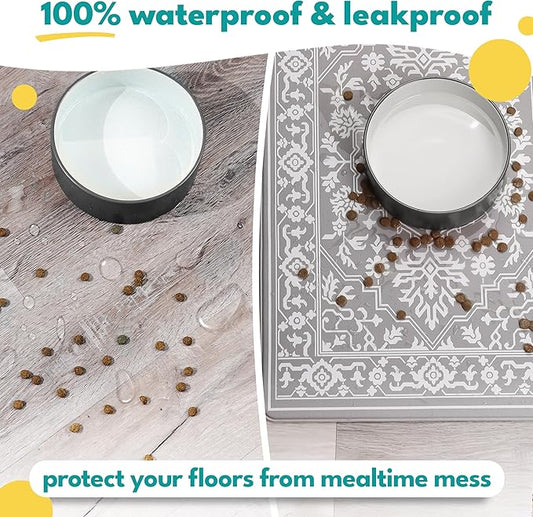 NALALAS Large Dog Mat for Food and Water, Cat Feeding Mat | Large Waterproof Dog Bowl Mat | Non-Slip Pet Food Mat for Floors | Pet Mats for Food and Water | Easy to Clean