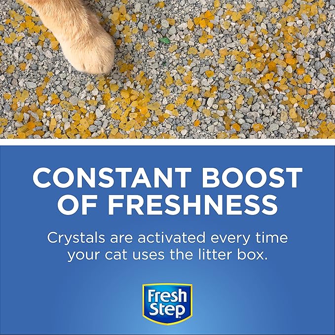 Fresh Step Cat Litter Crystals in Tropical Summer Breeze Scent - Cat Litter Box Deodorizer - Combats Odors and Neutralizes Smells to Keep Your Home Clean, 15 Ounce - 3 Pack