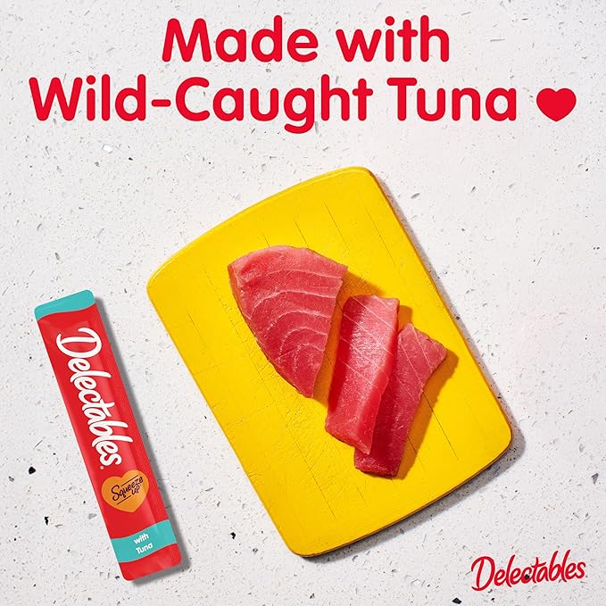 Hartz Delectables Squeeze Up Interactive Lickable Wet Cat Treats for Adult & Senior Cats, Tuna, 4 Count (Pack of 8)