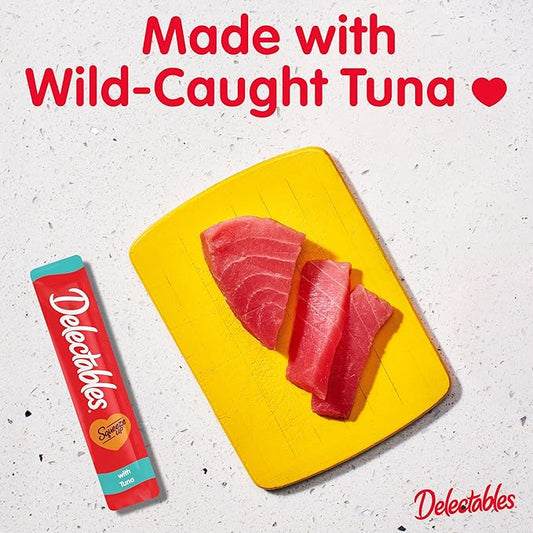 Hartz Delectables Squeeze Up Interactive Lickable Wet Cat Treats for Adult & Senior Cats, Tuna, 4 Count (Pack of 8)