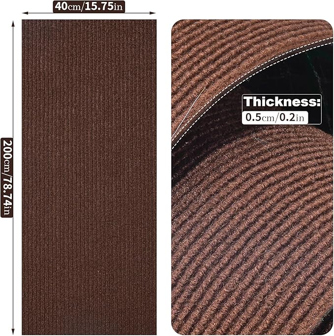 Uranshin Trimmable Cat Scratch Mat pad Self-Adhesive Cat Scratching Post Carpet Covered 78.7"x15.8" Cat Tree Shelves Replacement Parts cat Furniture Protector for Couch Wall (Brown)