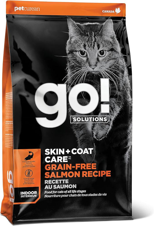 Go! Solutions Skin + Coat Care, Grain-Free Dry Cat Food, Salmon Recipe, 3 lb Bag