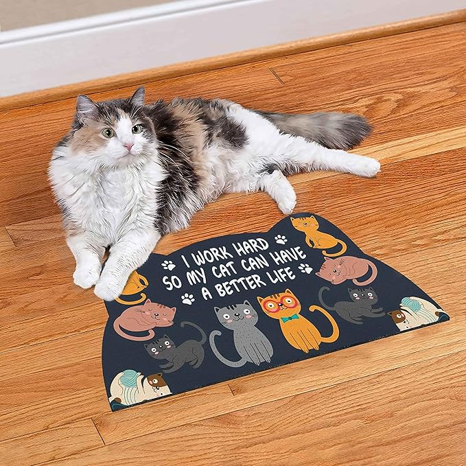 Cat Food Mat for Indoor Cats - No Stains Easy Clean Pet Supplies - Cat Bowls for Indoor Cats (Dark Grey, 19"x9")