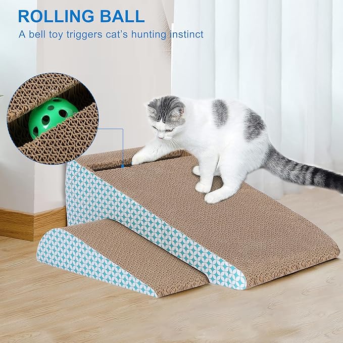FluffyDream Slope Cut Ball Cat Scraper Combination - Durable Cat Leisure Bed - Indoor Scraper and Play House - Corrugated Toy Cat Birthday - 17.1L*7.4W*6.5H