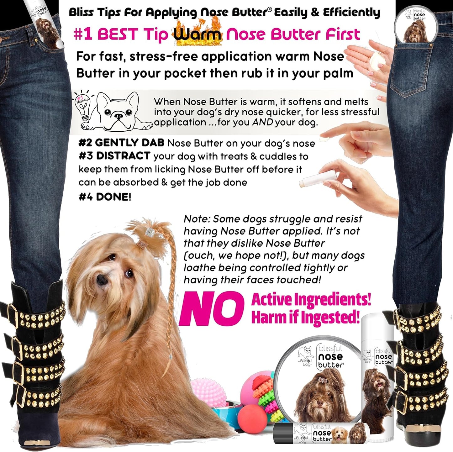 The Blissful Dog Havanese Nose Butter for Dry, Cracked Skin, Lick-Safe Dog Nose Balm with Moisturizing Shea Butter, Almond, Olive, and Essential Oils, Pet Supplies, Uncented, 0.50 oz.