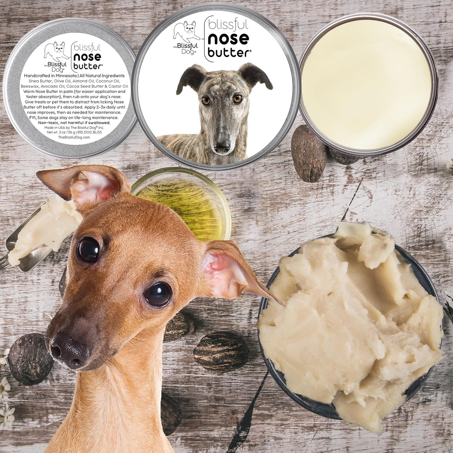 The Blissful Dog Greyhound Unscented Nose Butter - Dog Nose Butter, 2 Ounce