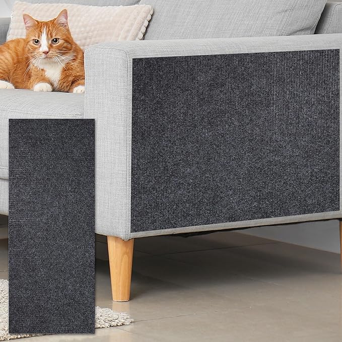 uxcell Self-Adhesive Cat Scratching Mat, 1 Roll 39.4" x 15.8" Couch Protector from Cat Claws for DIY Sofa, Wall, Doors, Cut Anti Cat Scratch Pad Carpet Mat, Dark Gray