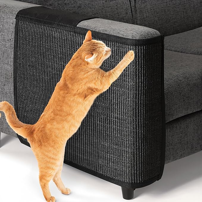 Navaris Cat Scratch Mat Sofa Protector - Natural Sisal Furniture Protector Scratching Pad for Cats - Scratch Carpet for Couch, Sofa, Chair - Right