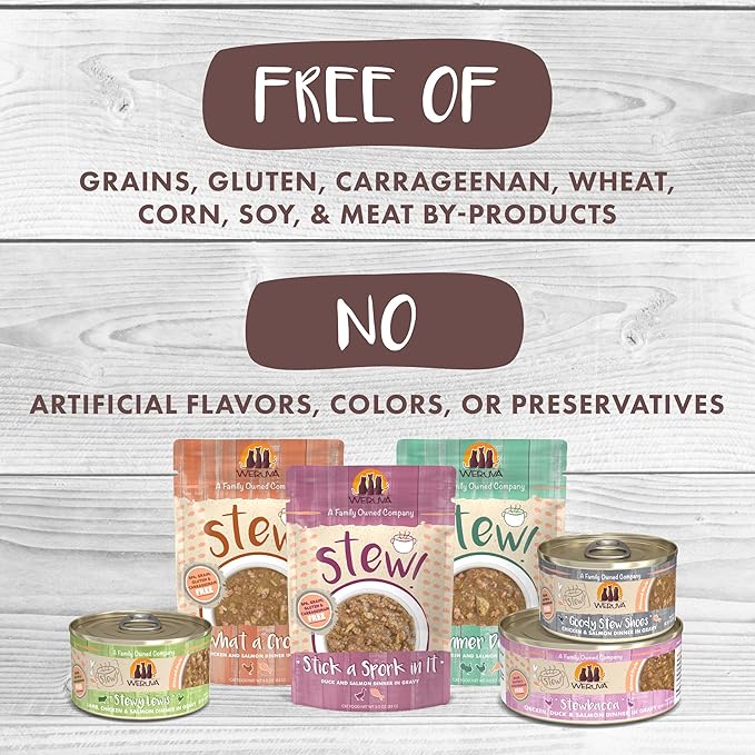 Weruva Classic Cat Stews!, Kettle Call with Beef, Chicken & Salmon in Gravy, 3oz Pouch (Pack of 12)