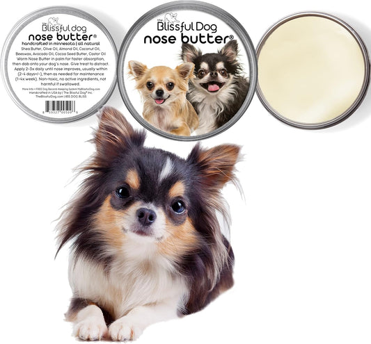The Blissful Dog Long Coat Chihuahua Nose Butter for Dry, Cracked Skin, Lick-Safe Dog Nose Balm with Moisturizing Shea Butter, Almond, Olive, and Essential Oils, Pet Supplies, Uncented, 1 oz.