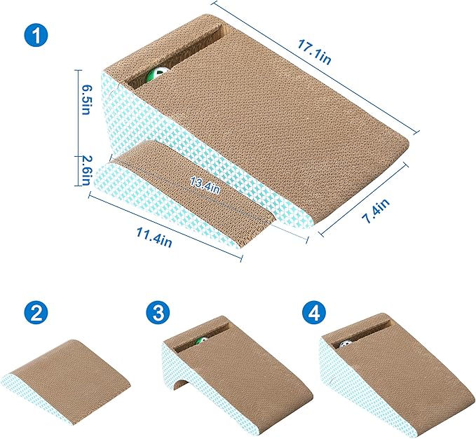 FluffyDream Slope Cut Ball Cat Scraper Combination - Durable Cat Leisure Bed - Indoor Scraper and Play House - Corrugated Toy Cat Birthday - 17.1L*7.4W*6.5H