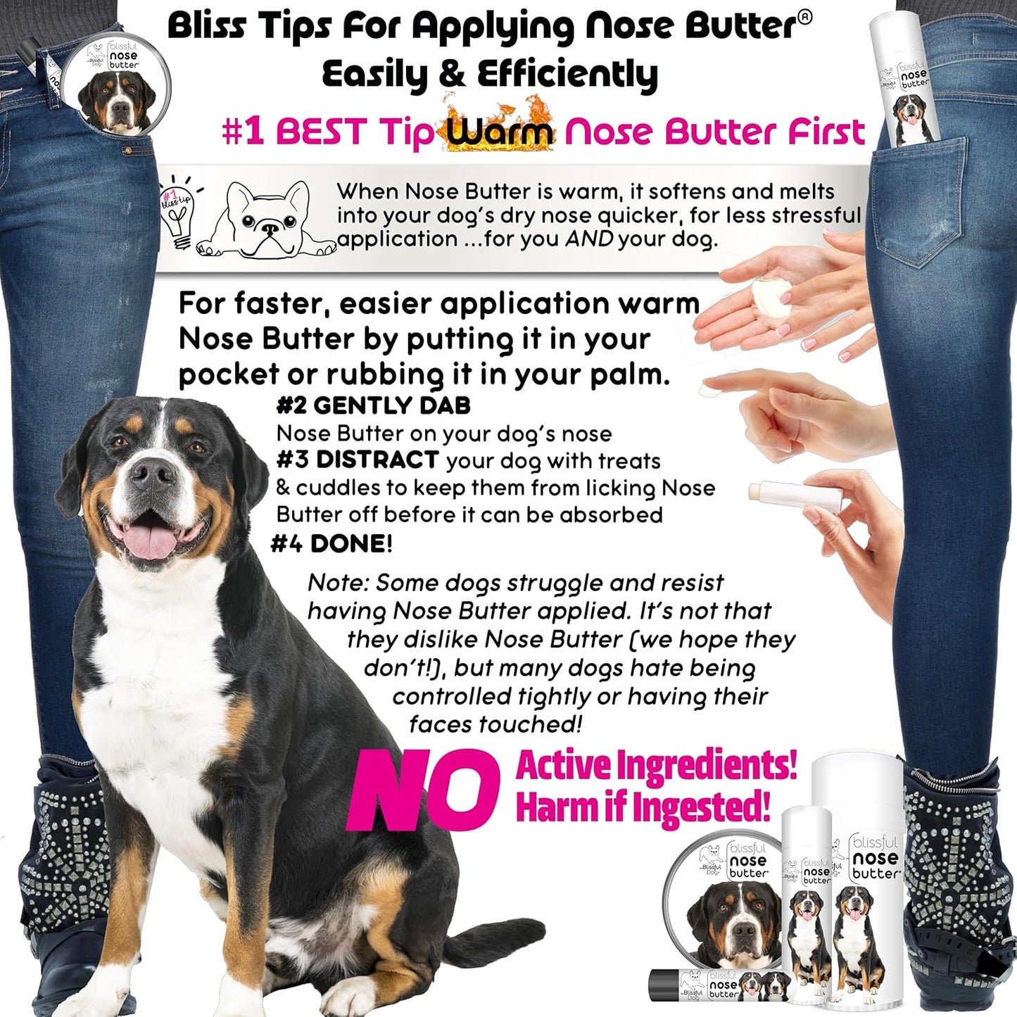 The Blissful Dog Greater Swiss Mountain Dog Unscented Nose Butter - Dog Nose Butter, 2 Ounce