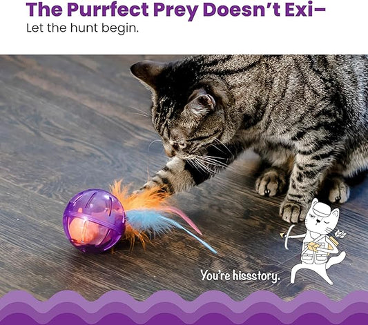 Catstages Hamster Ball Interactive Treat-Dispensing Ball Puzzle Cat Toy with Removable Squeaking Plush Hamster, Purple