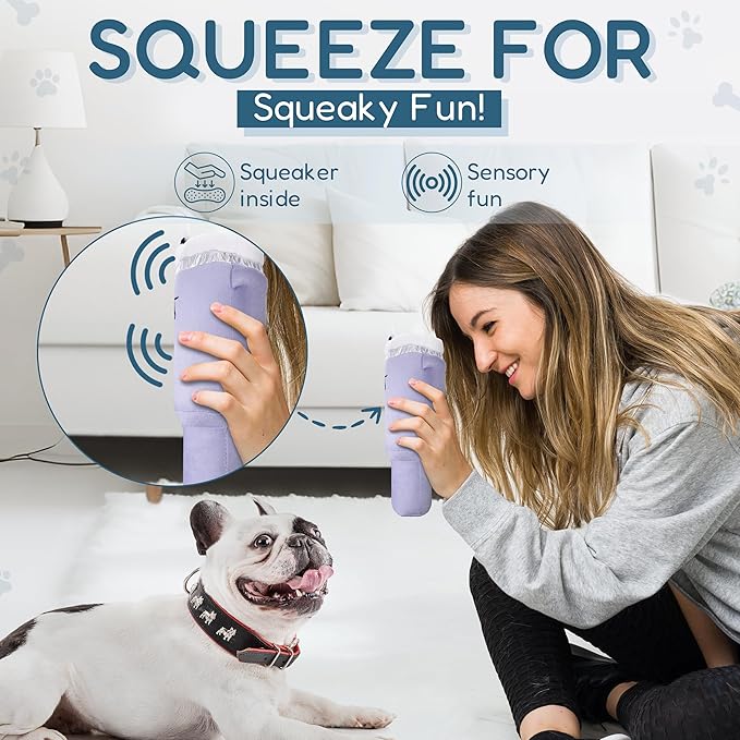 Pup Cup Tumbler Dog Toy – Birthday Dog Toy, Funny Squeaky Plush Puppy Gift, Cute Birthday Present (Lavender Purple)