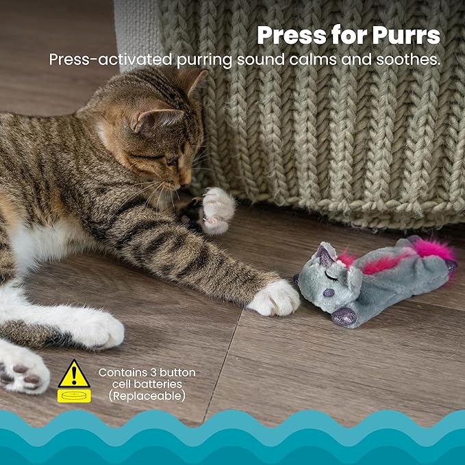 Catstages Purr Pillow Sloth Calming Cat Toy with Soothing Purr and Plush Material, Green - Helps Comfort Anxious Cats