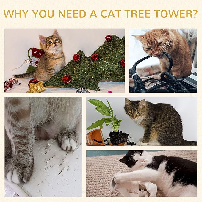 PawHut 28 Inch Cat Condo, 3 Story Cat Hideaway with Sisal Scratching Pad, Barrel Shaped Small Cat Tree for Indoor Cats, Khaki and Brown