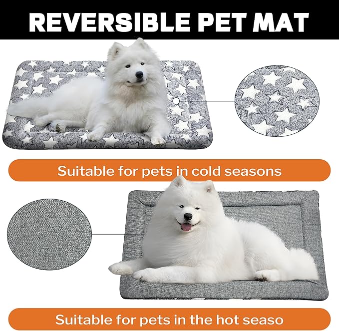 Dog Bed Mat, Reversible Crate Pads for Small/Medium/Large Dogs & Cats Sleeping, Portable & Soft, Dog Beds Crate Pad M(30"*20"*1.5")