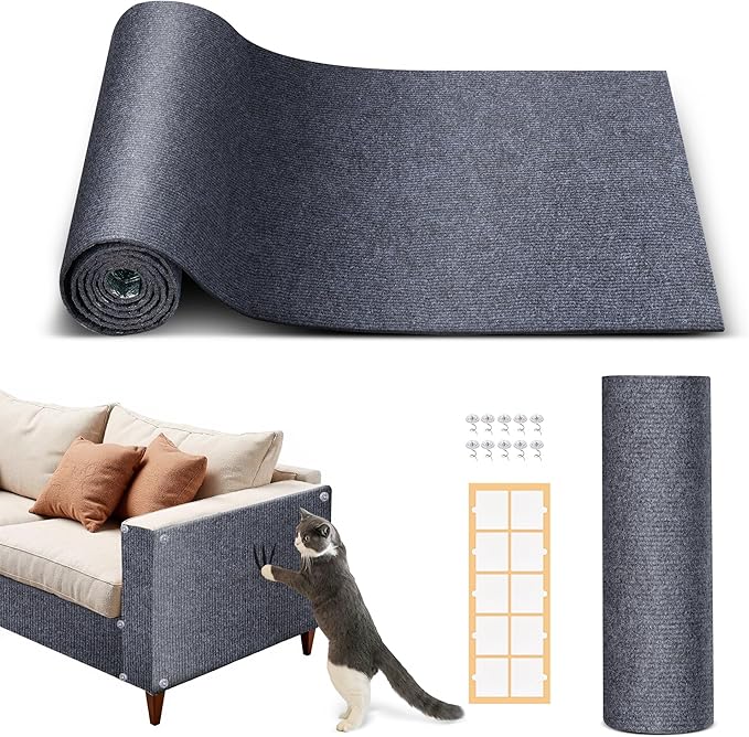 78.7"x15.8" Cat Scratch Mat Couch Furniture Protector,DIY Climb Cat Scratcher for Cat Couch Furniture or Wall Protector,Covering Cat Tower for Claws Scratching for Indoor (Dark Gray)