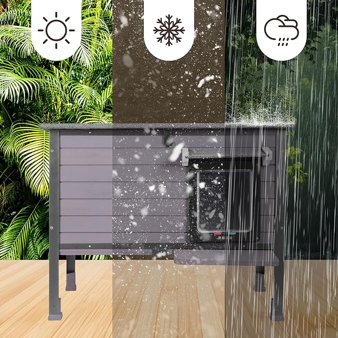 Outdoor Cat House,cat Houses for Outdoor Cats Rainproof All Round Metal Frame Wooden Condos, Indoor and Outdoor Use for Rabbit,Small Animal Feral Cat Shelter