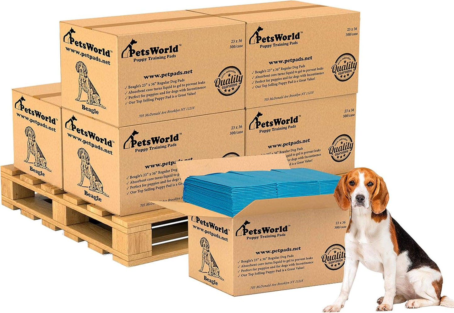 PETSWORLD Puppy Pads, 23x36 Inch, 1800 Count - Puppy Pee Pads for Dogs, Tear Resistant, Economy Value, Super-Absorbent Polymer Gel Core, Perfect for Puppies, Smaller Dogs