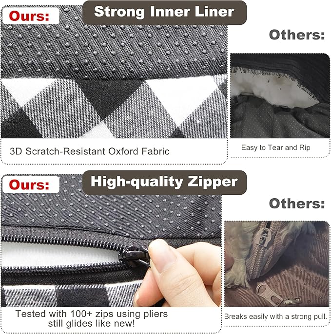 Cat Couch Bed - Cat Bed for Indoor Cats, Calming Pet Sofa Puppy Sleeping Bed with Removable Washable Cover, Cute Dog Couch and Kitty Lounge Chair for 18lbs Cats & Small Dogs(Black & White)