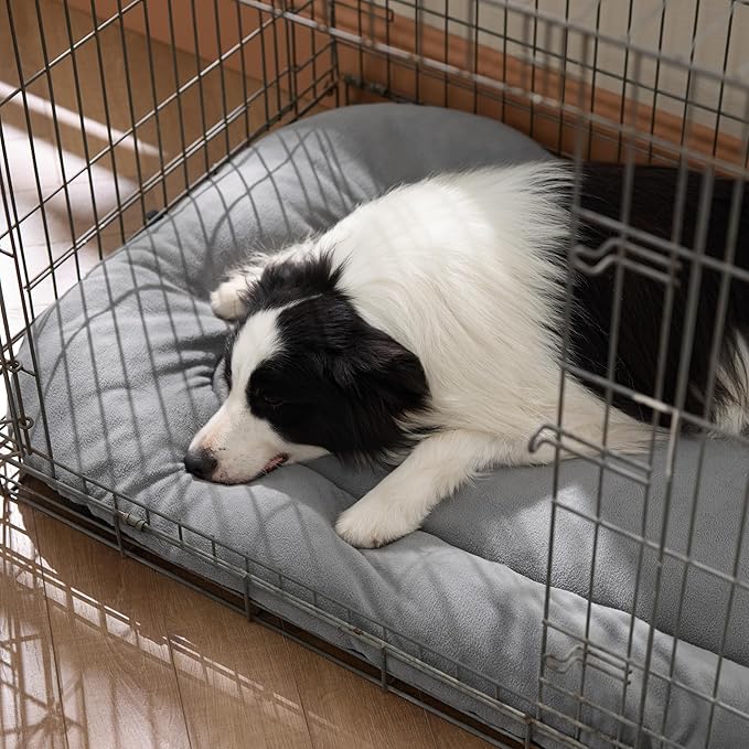 Bedsure Washable Dog Crate Pad for Extra Large Dogs, Anti-Slip Puppy Kennel Dog Bed for Crate - Ultra Soft Fleece Flat Thin Pet Mat (Not Chew Proof), Light Grey XL 41"x27"