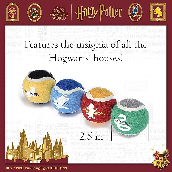 Harry Potter: 4PK Hogwarts Pride Pet Tennis Balls - 2.5"