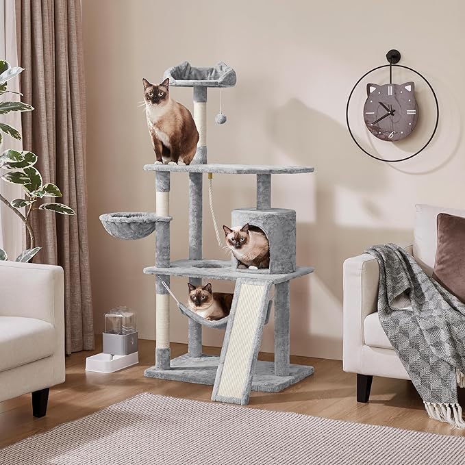 Yaheetech 63.5in Multi-Level Cat Tree Tower Condo with Scratching Posts, Platform & Hammock, Cat Activity Center Play Furniture for Kittens, Cats, and Pets