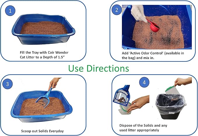 Coconut Cat Litter – Natural, Ultra-Lightweight & Biodegradable – 3.5 Lb Lasts Like 40 Lb Clay – Activated Charcoal Odor Control – for Cats, Chicken Coop & Small Pets