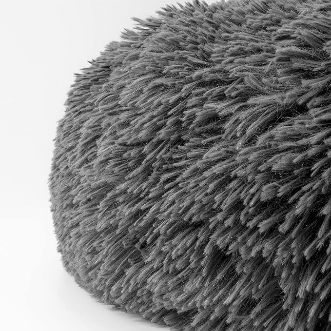 The Dog’s Bed Sound Sleep Donut Dog Bed, Small Steel Grey Fur Calming Nest Bed, Veterinary Approved