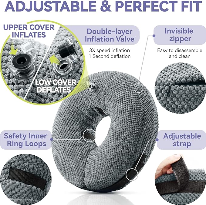 Soft Inflatable Dog Cone Collar for Large Medium Small Dogs Cats - After Surgery Donut, E Collar Alternative for Recovery