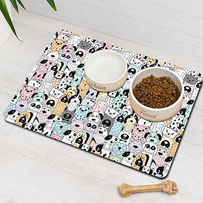 Pet Feeding Mat for Floors Waterproof Dog Mat for Food and Water Absorbent Quick Dry Non Slip mat for Cat Bowls