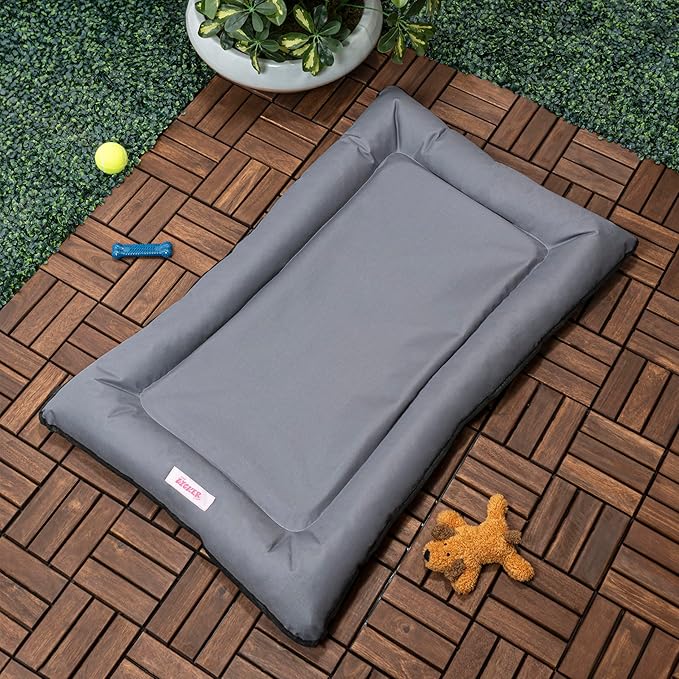DBD3004C-L Archie 39" x 23" Traditional Oxford Waterproof Indoor/Outdoor Hand-Washable Memory Foam Camping Pet Bed, Charcoal