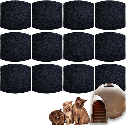 Cat Litter Box Replacement Filters for Petmate Booda Clean Step Cat Litter Box, Activated Charcoal Filters Replacement to Absorb Odors and Litter Box Deodorizer for Keep Home Fresh (12 Pack)
