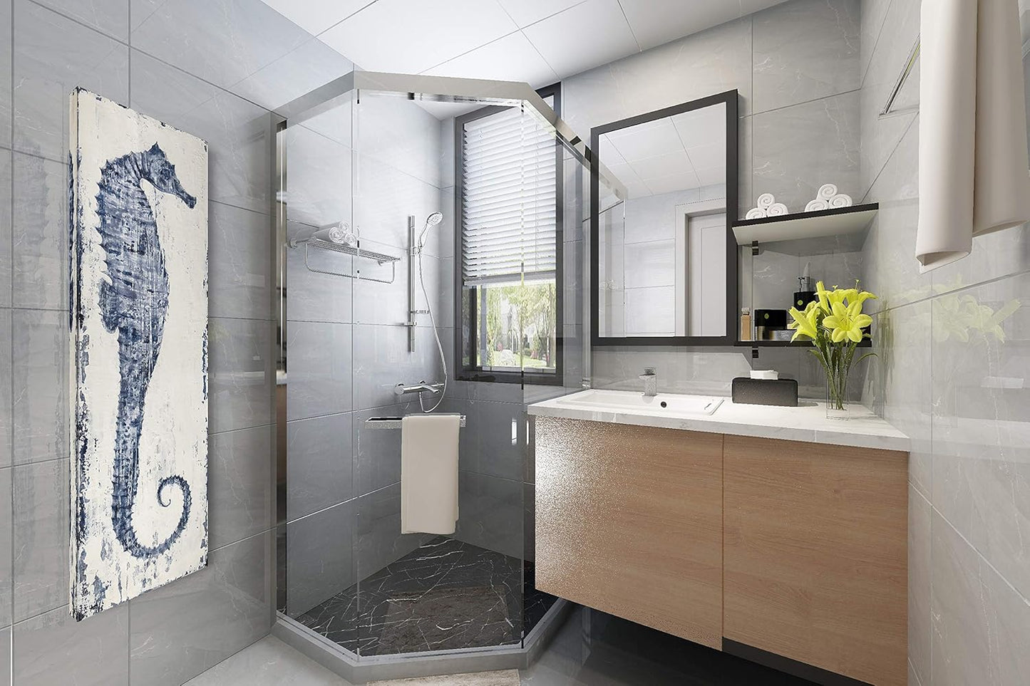 Yihui Arts Hand Painted Seahorse Canvas Art Wall Painting Pictures For Office Decoration