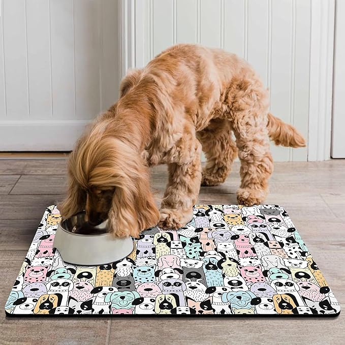 Pet Feeding Mat for Floors Waterproof Dog Mat for Food and Water Absorbent Quick Dry Non Slip mat for Cat Bowls