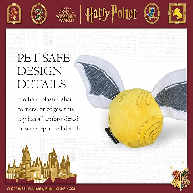 Harry Potter Snitch Pet Squeaker Toy | Dog Toy Snitch Squeaker Ball | Quidditch Inspired Dog Toy for Pets | Crinkle Dog Toy, Dog Ball Toys, Squeaky Ball for Dogs