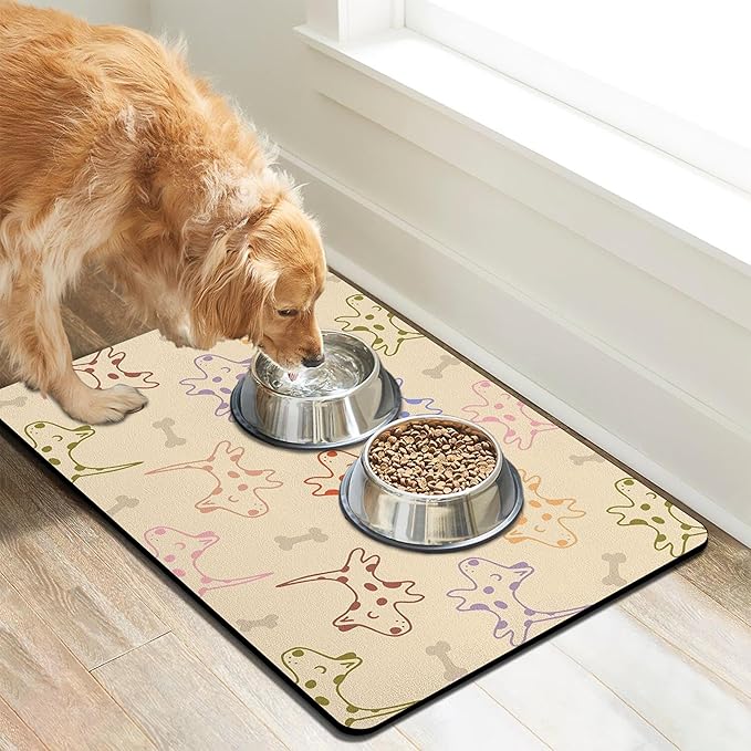 Pet Feeding Mat for Floors Waterproof Dog Mat for Food and Water Absorbent Quick Dry Non Slip mat for Cat Bowls