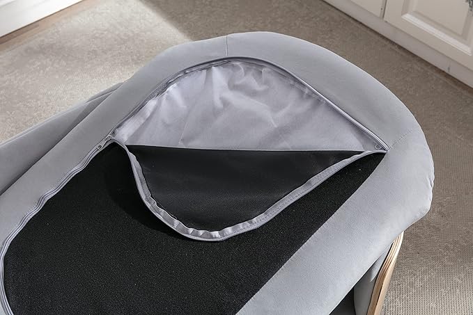 HomSof 38.58" Scandinavian Style Elevated Dog Cat Bed Pet Sofa with Solid Wood Legs and Bent Wood Back with Velvet Cushion,Large Size，Light Grey