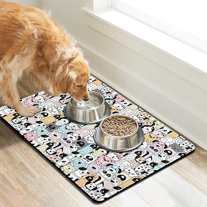 Pet Feeding Mat for Floors Waterproof Dog Mat for Food and Water Absorbent Quick Dry Non Slip mat for Cat Bowls
