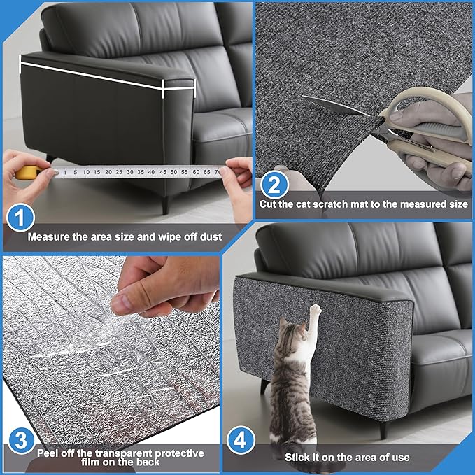 Cat Scratch Furniture Protector,Couch Protector from Cat Claws,Couch Cover for Cats,Adhesive Cuttable Kitten Scratch for DIY Climbing,Suitable for Sofa,Wall,Door,Table Legs (Dark Gray, 39.3x15.7in)