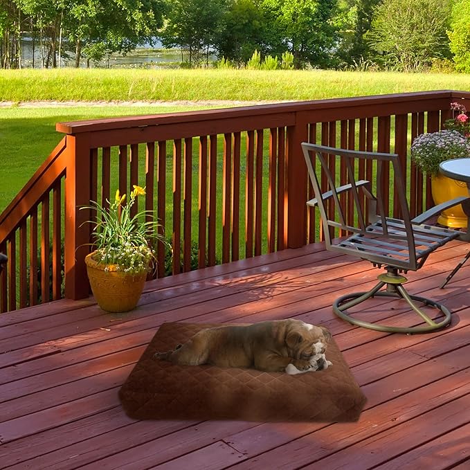 Waterproof Dog Bed - 2-Layer Memory Foam Pet Pad with Removable Machine Washable Cover - 30x21 Crate Mat for Dogs or Puppies by PETMAKER (Brown)