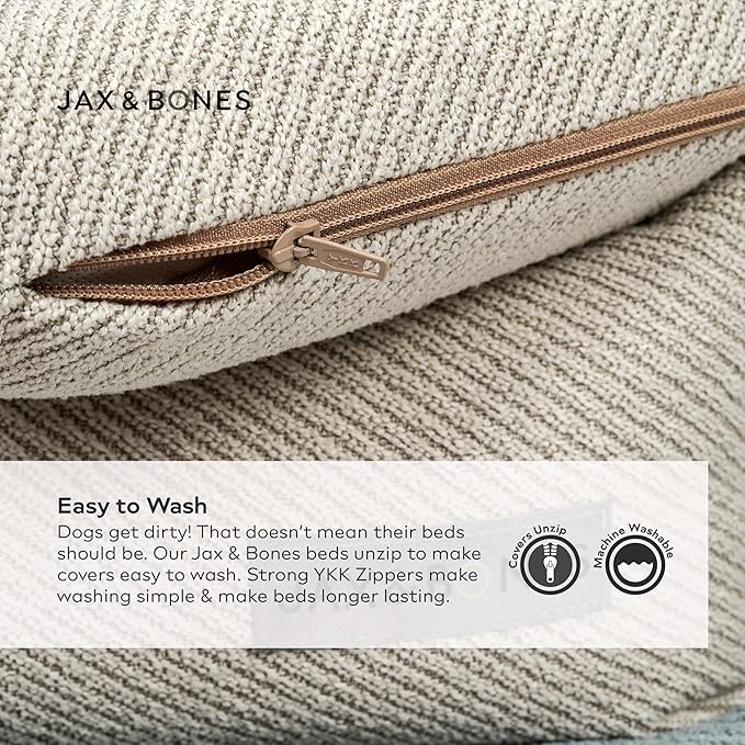 Jax & Bones Dog Napper - Luna Grey Machine Washable Bed for Dogs - Extra Heavy Duty Bolstered Sides - Large Grey Dog Mat | 40 x 32 Inches