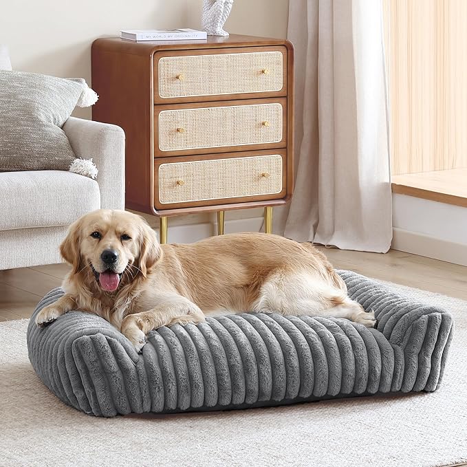 Arlee Saddle Sofa Memory Foam Pet Bed, Comfortable & Washable, Ideal for Dogs and Puppies, Extra Comfort, Couch Design, Crate & Kennel Furniture, Pet Supplies & Essentials, Grey, Large