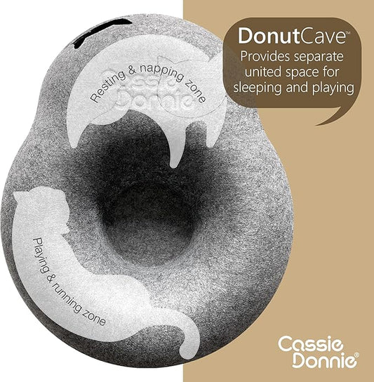 Premium Cat Bed caveTunnel Hiding Places for Indoor Cats(Large) Houses & Condos. Washable100% Nontoxic Eco-Friendly. Spaciousfor 2 Cats